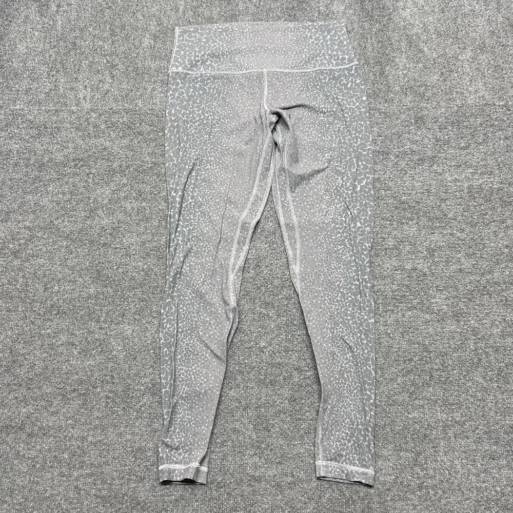 Lululemon Leggings Womens 6 Gray Animal Print High Rise Ankle Yoga Running Gym